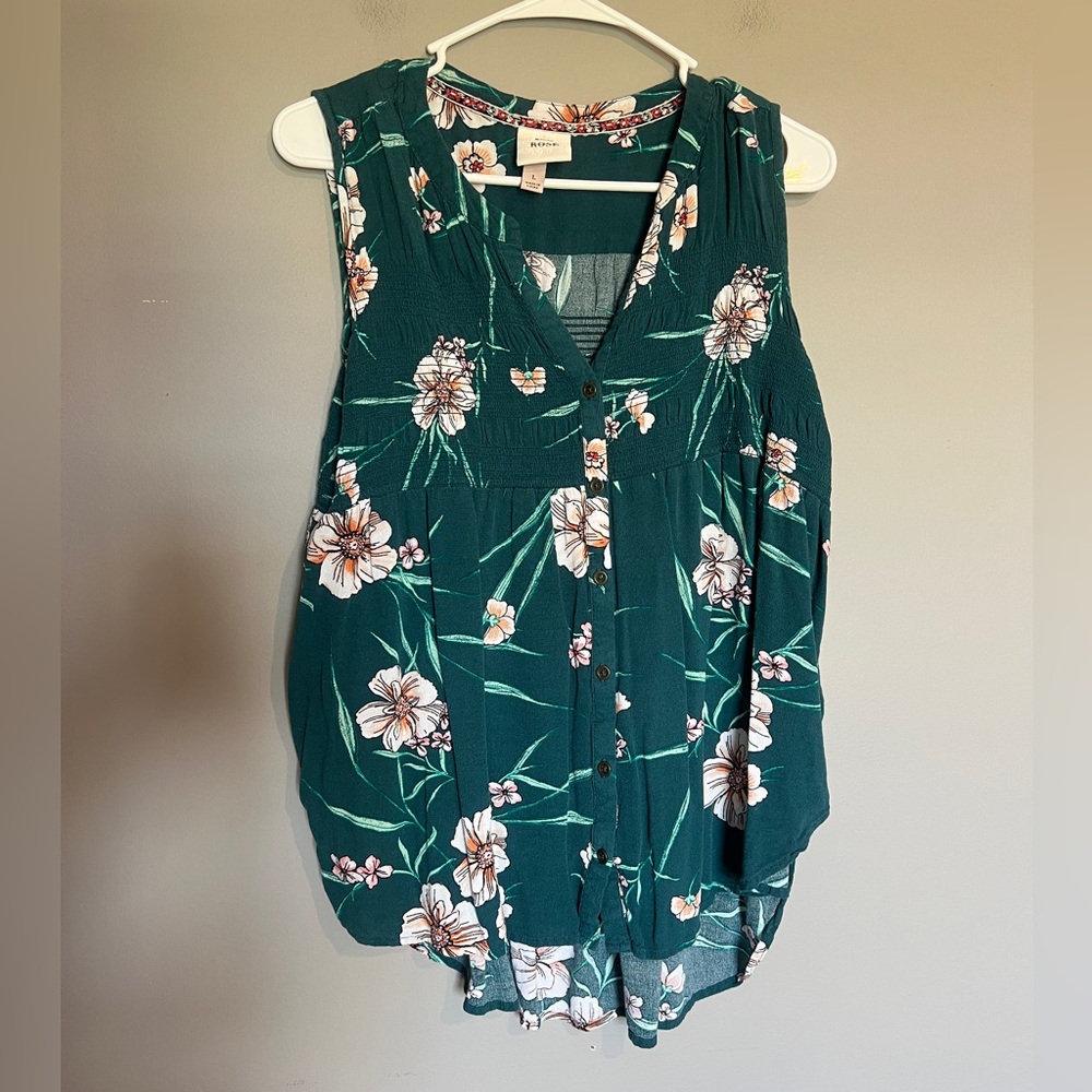 Floral Knox Rose Sleeveless Top Size Large